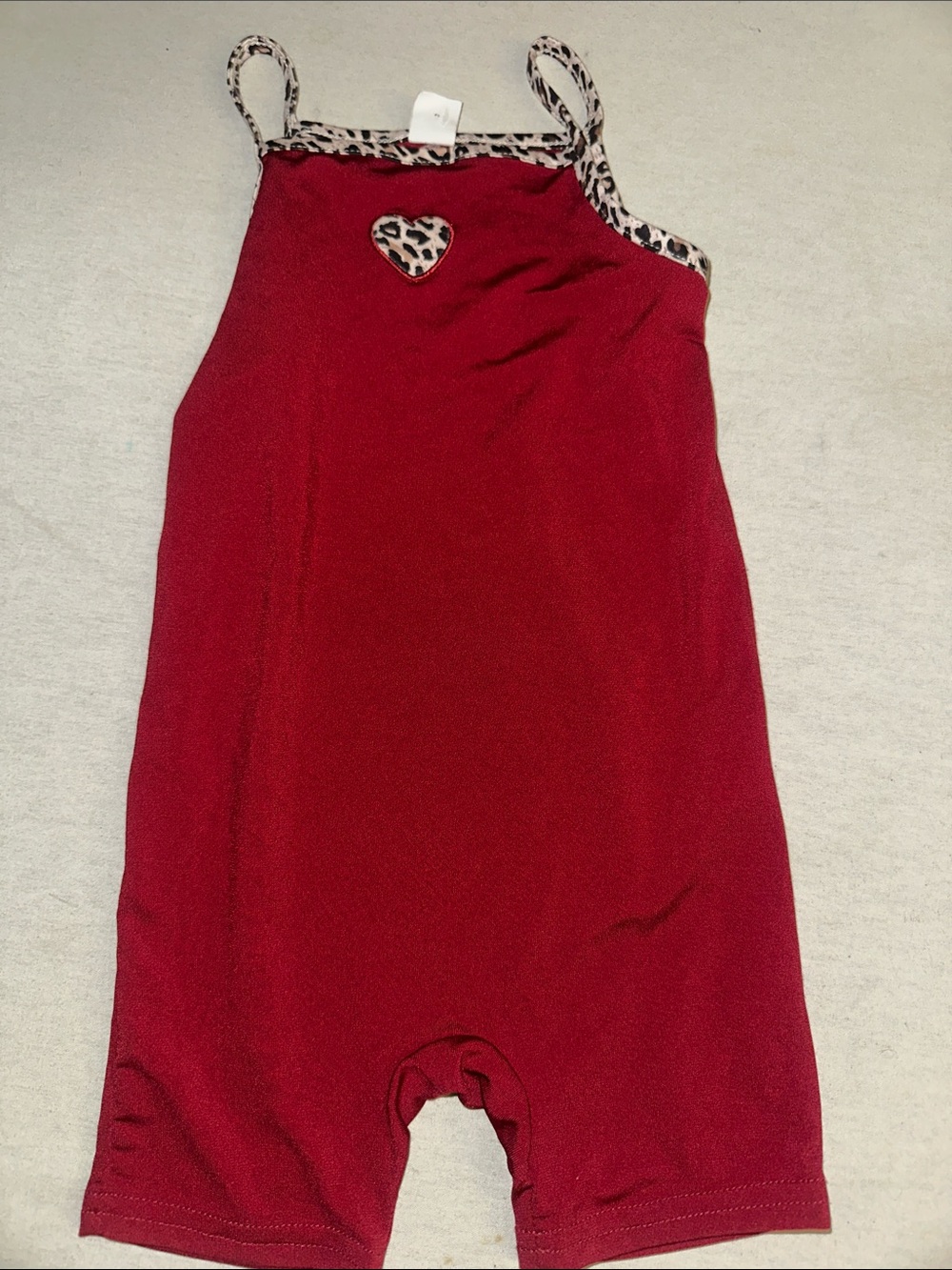 Kids Size 2-3Y SHEIN Red Leopard-Trim Girls Romper